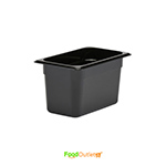 1/4 Black Polycarbonate GN Pan/ Gastronorm Pan - Without Lid - All Depths/Heights - Heavy Duty