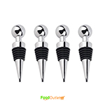 Steel Round Wine Bottle Stopper (Set of 4)