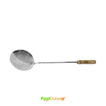 Stainless Steel Frying Jhara Poori Boondi Jhara Skimmers Strainer with Wooden Handle Grip Laddo Puri Making Food Strainer 6.25 Inch Diameter, 20