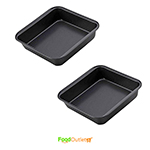2 Piece Square Non Stick Carbon Steel Cake Tin (2_Black)_Size: 22.5 * 22.5 cm
