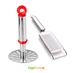 Pav Bhaji Masher Stainless Steel Cheese, Garlic, Vegetables, Dry Fruits Grater (10 Inch Long) Silver + Potato