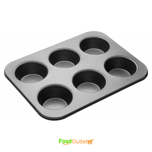 Carbon Steel Cup Cake Tray for 6 Muffins Bakeware(Black)