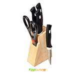 Wood Kitchen Knife Set with Wooden Block and Scissors, Knife Set for Kitchen with Stand, Knife Set for Kitchen use, Knife Holder for Kitchen with Knife 5-Pieces(Black)