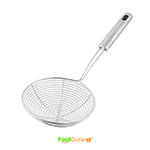 Heavy Duty Professional Standard Stainless Steel Deep Fry Jhara Mesh Laddle Jharni Wire Skimmer Puri Strainer with Handle for Perfect Oil Extraction, 16 cm