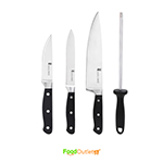 Premium High-Carbon Stainless Steel Kitchen Knife Set, 4-Pieces (with Sharpener), Silver